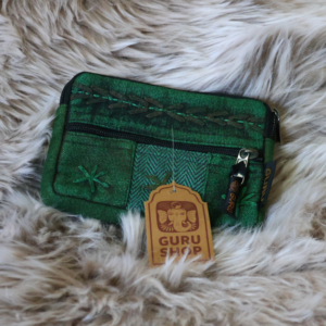 Ethno Patchwork Portemonnaie Täschchen grün Baumwolle 11x16x1 cm