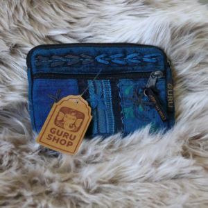 Ethno Patchwork Portemonnaie Täschchen blau Baumwolle 11x16x1 cm